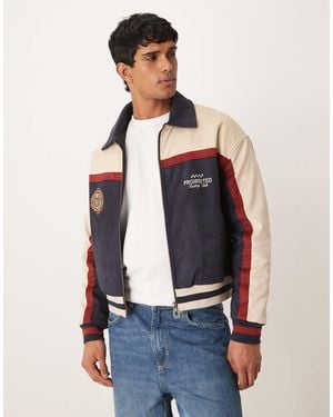 Prohibited – club – mehrfarbige wildleder-jacke - Blau