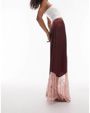 TOPSHOP Satin-lace Mix Fishtail Maxi Skirt - Purple