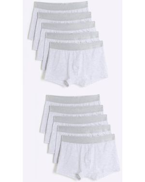 River Island 10 Pack Ri Cotton Stretch Trunks - White