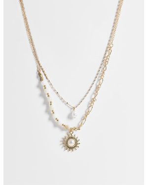 ONLY Pack De 2 Collares Dorados Con Colgante De Sol De - Blanco