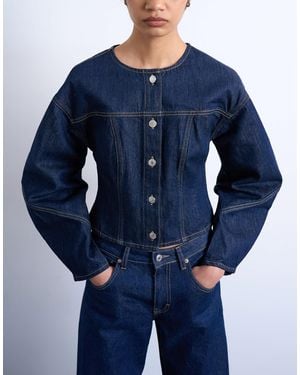 TOPSHOP Denim Cinch Back Shirt With Ovoid Sleeve - Blue