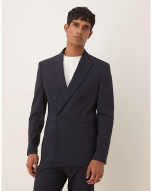 ASOS Double Breasted Slim Suit Jacket - Blue