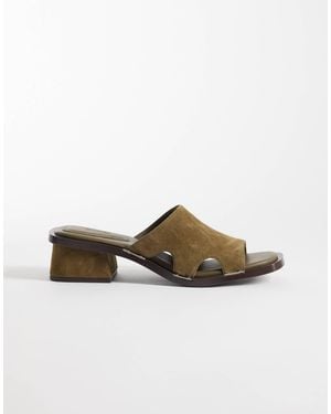 & Other Stories Chunky Heeled Suede Mules - Brown