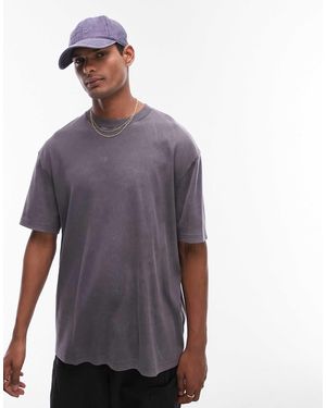 TOPMAN Oversized Ribbed T-shirt - Purple