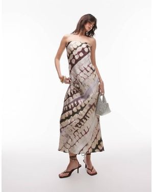 TOPSHOP Satin Bandeau Slip Maxi Dress - White