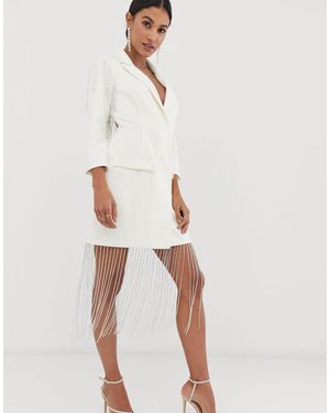 ASOS Embellished Fringe Blazer Mini Dress - White