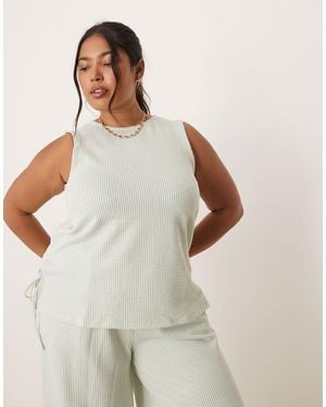 Vila Curve Textured Stripe Sleevless Tie Side Top Co-ord - Natural