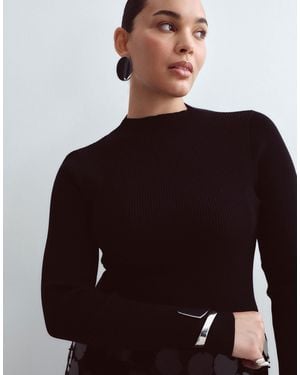 ARRANGE Curve Soft Knit Long Sleeve Bodysuit - Black