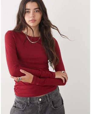 Weekday Slim Fit Long Sleeve T-Shirt - Red