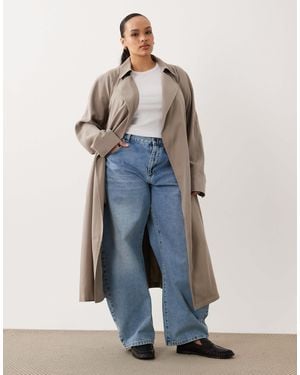 ASOS Asos Design Curve Soft Longline Trench - Natural