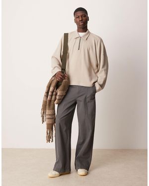 ASOS – kastiger oversize-pullover aus schwerem material - Natur