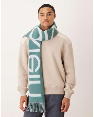 Calvin Klein Bufanda Menta Con Logo Grande De Lana Cepillada De Calvin Klein - Neutro