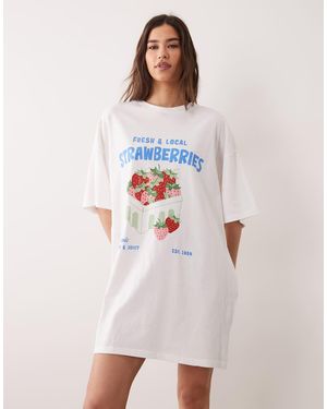 ASOS Strawberry Oversized Sleep Tee - White