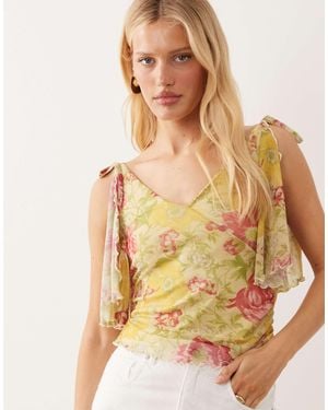Miss Selfridge Wrap Top With Slit - Yellow