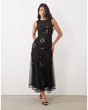 ASOS Embellished Sequin Spot Maxi Dress - Black