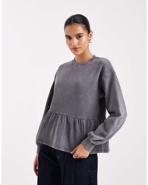 Miss Selfridge Ruffle Hem Sweatshirt - Grey