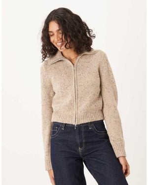 Abercrombie & Fitch Double Zip Foldover Collar Cardigan - Blue