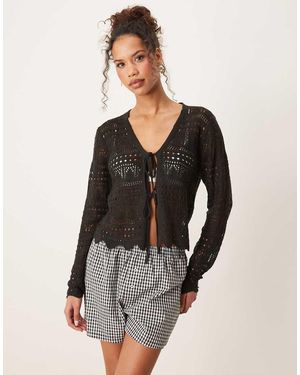 Jdy Cárdigan Con Lazada Delantera De Croché De - Negro