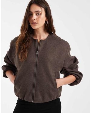 Vero Moda Bomberjack Met Textuur En Zonder Kraag - Bruin