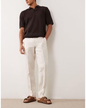 Mango Amalfi 100% Linen Slim Fit Suit Pants - White