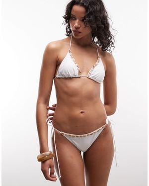 Candypants Triangle Bikini Top With Shell Trim - Brown