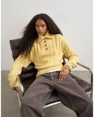 TOPSHOP Knitted Rib Funnel Neck Sweater - Purple