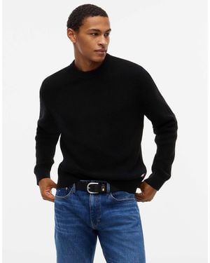 Tommy Hilfiger Logo waffelstrick-pullover mit rundhalsausschnitt - Schwarz