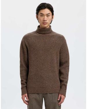SELECTED Knitted Pullover - Brown