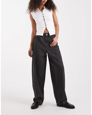 Vero Moda Kirsa - jean ample à taille haute - moyen délavé - Gris