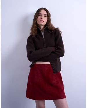 TOPSHOP Mini-jupe d'ensemble en daim véritable - bordeaux - Rouge