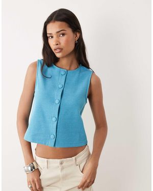 Miss Selfridge Button Through Tank Top On Aqua - Blue