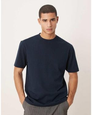 ASOS Camiseta Azul Marino Holgada De Tejido Grueso Suave De