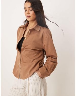 ASOS Tie Back Denim Shirt - Natural