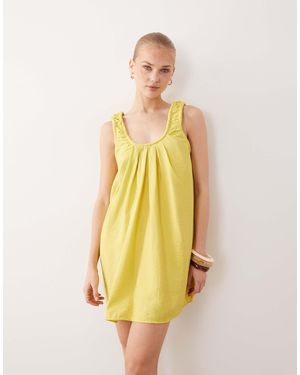 ASOS Scoop Ruched Neck Mini Sundress - Yellow