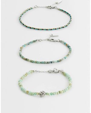 ASOS Confezione Da 3 Bracciali Con Perline E Corda Multicolore - Grigio