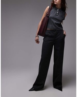 Mango Pinstripe Straight Leg Trouser - Grey