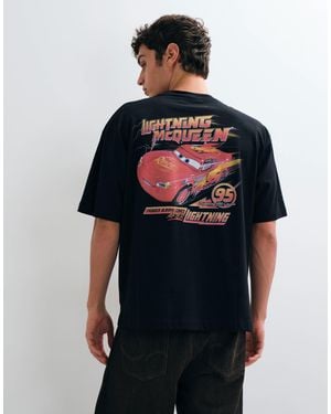 ASOS Disney pixar lockeres t-shirt mit cars lightning mcqueen-print - Schwarz