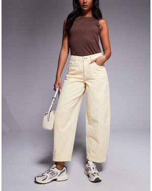 River Island High Waisted Barrel Jeans - Natural