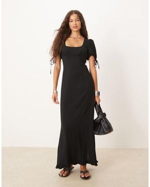 ASOS Vestido De Tarde De Tubo Midi De Tejido Efecto Lino De - Negro