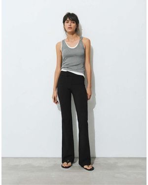 Pull&Bear Mid-waist Flared Trousers - White