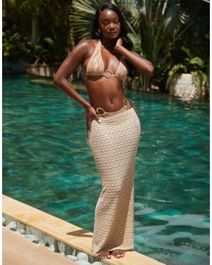 South Beach Popcorn Knit Maxi Beach Skirt - Green