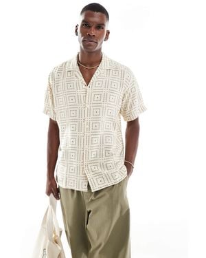 Jack & Jones Oversize Shirt With Tile Print - Natural