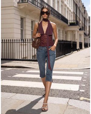 Motel Vaquero Capri De Denim De Talle Bajo En Lavado-Azul
