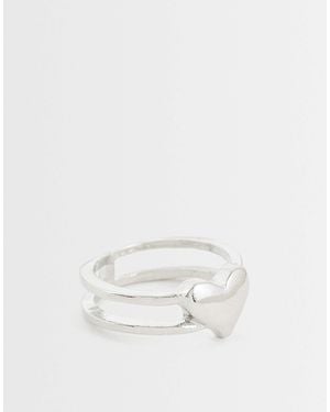ASOS Bague double à motif cœur - Neutre