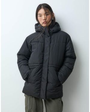 JJXX Mid Length Puffer Jacket With Hood - Grey