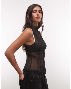 Weekday Top Trasparente Stropicciato - Nero