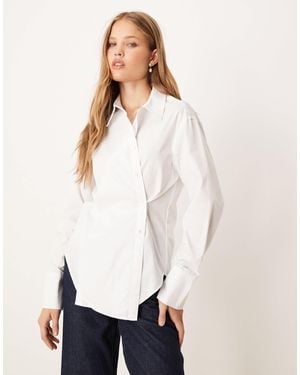 Gina Tricot Long Sleeve Asymmetric Poplin Shirt - White