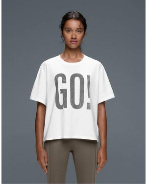 Oysho Boxy Fit Cotton T-shirt With Print - Grey