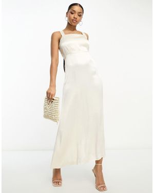 Nobody's Child Dora Square Neck Bow Back Midi Dress - White