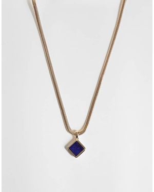 Reclaimed Vintage Pendant With Blue Lapis Stone - White